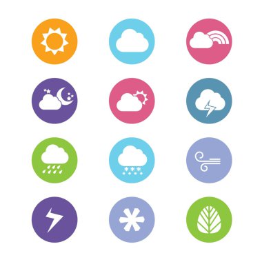 düz tasarım stili hava durumu simgeleri