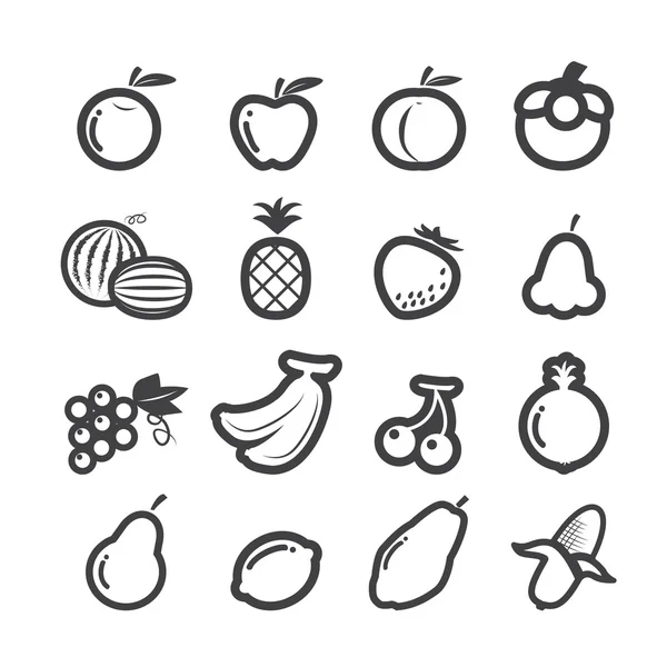 Ensemble d'icônes de fruits — Image vectorielle