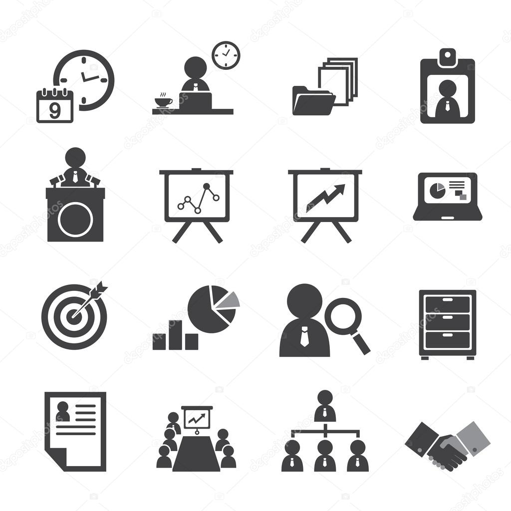 Organization and business management icon set