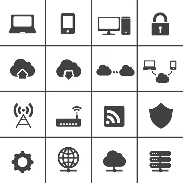 Icônes réseau et cloud computing — Image vectorielle