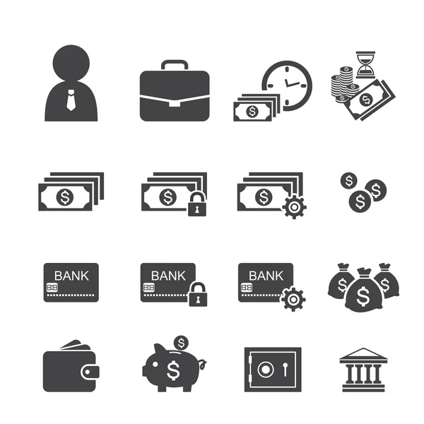 Conjunto de iconos de dinero y finanzas — Vector de stock
