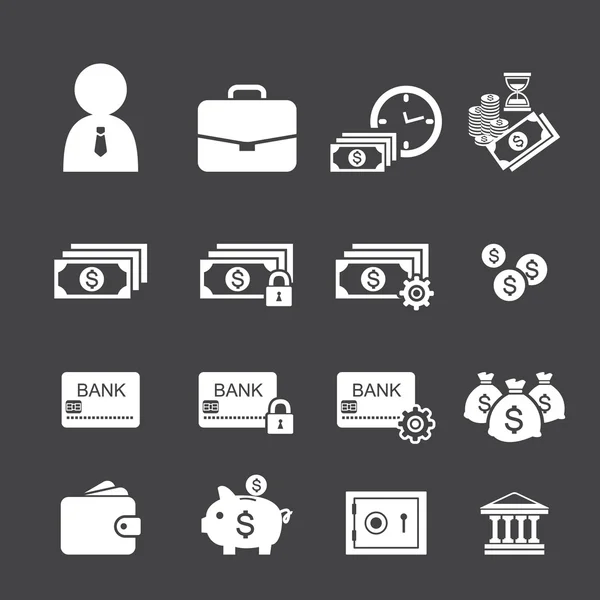 Money and finance icon set — Stock Vector