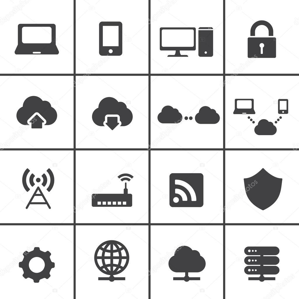 Network and cloud computing icons