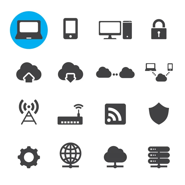 Iconos de red y computación en nube — Vector de stock