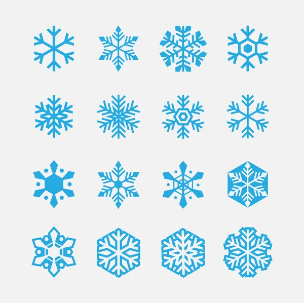 Schneeflocken-Symbole gesetzt — Stockvektor