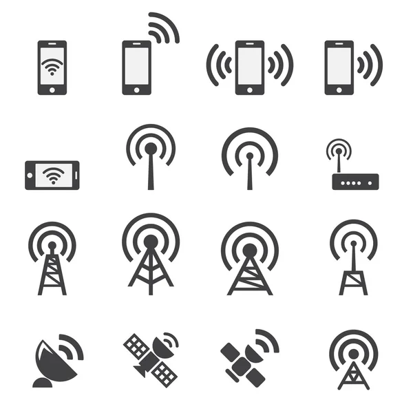 Set di dispositivi mobili e icone wireless — Vettoriale Stock