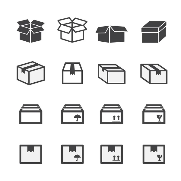 Caja icono conjunto — Archivo Imágenes Vectoriales