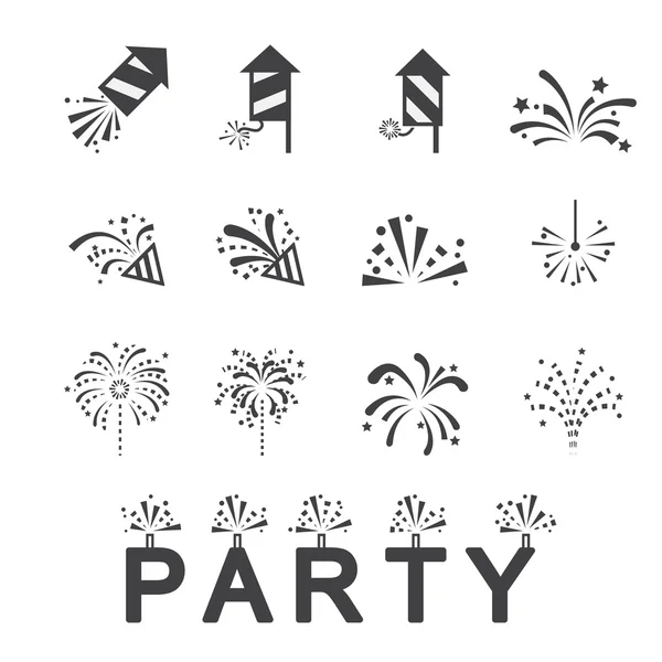 Conjunto de iconos de fuegos artificiales — Vector de stock