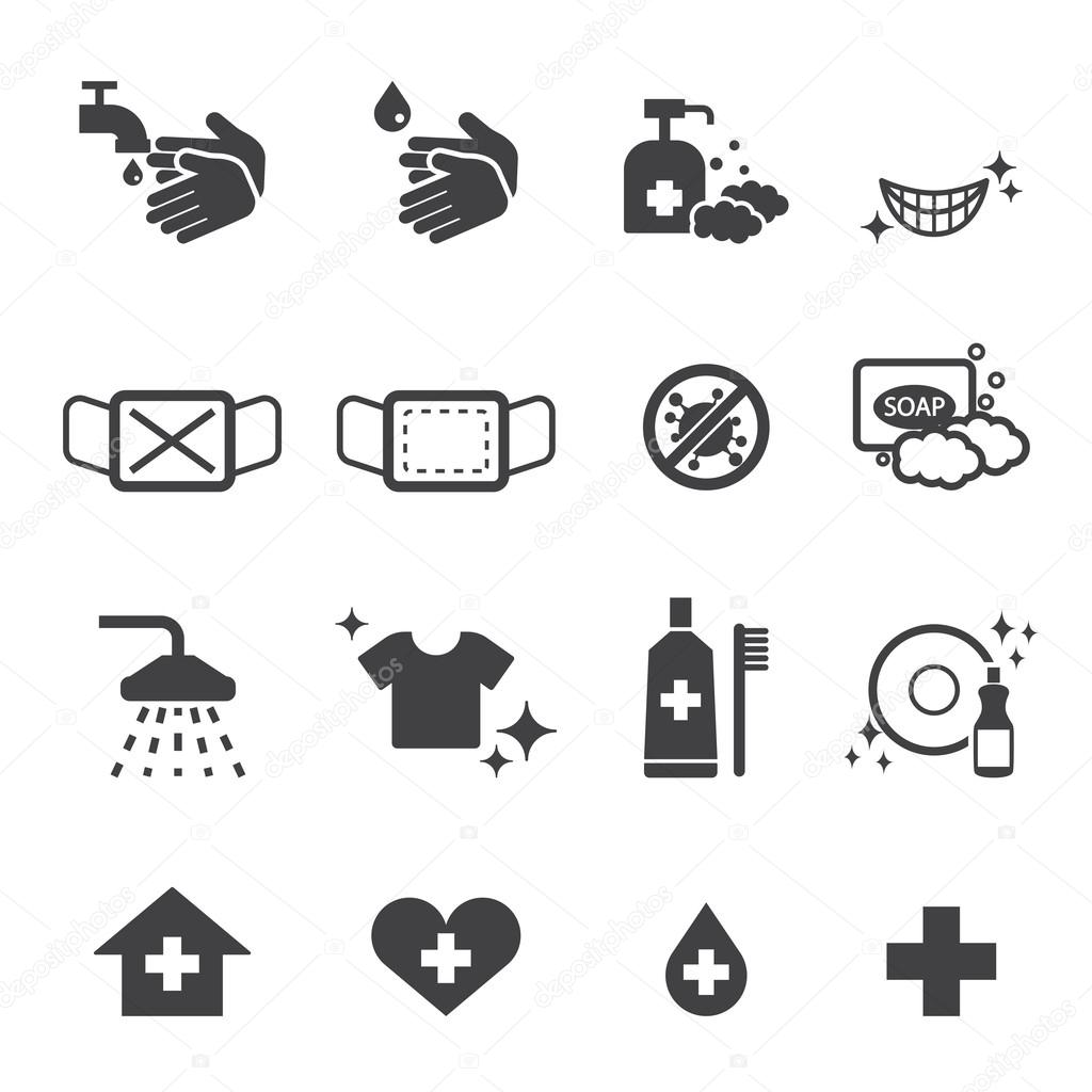 hygiene icons set