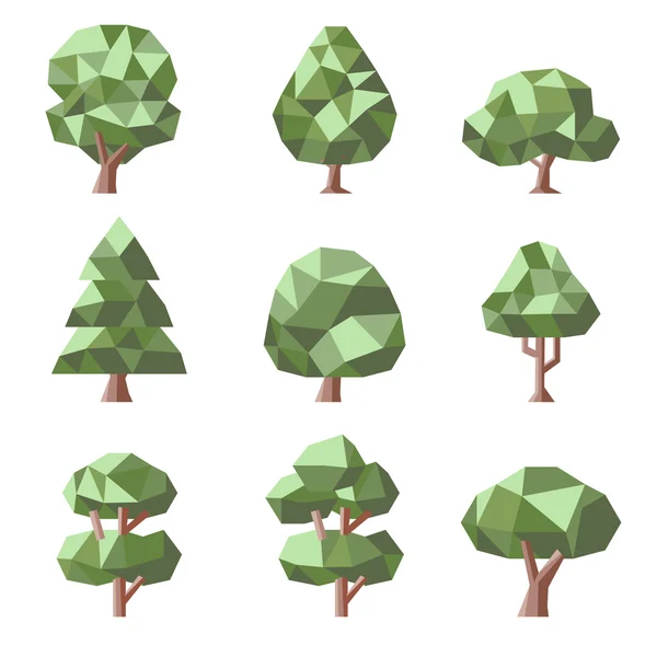 Conjunto de árboles de polietileno bajo — Vector de stock