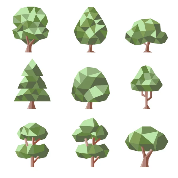 Jeu de poly arbre bas — Image vectorielle