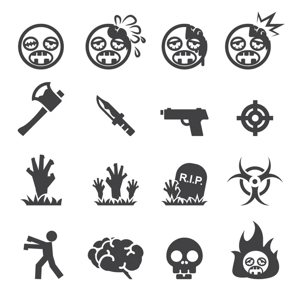 Iconos zombie — Vector de stock