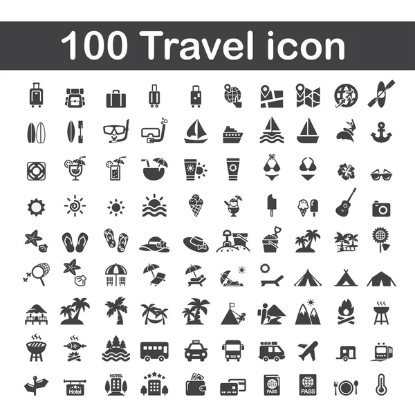 100 icône de voyage — Image vectorielle