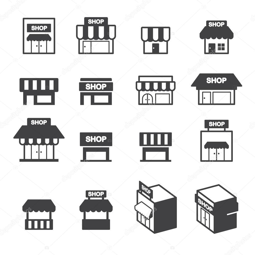 shop building icon set