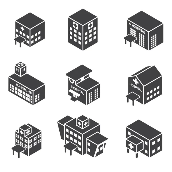 Isometrische ziekenhuis gebouw pictogram — Stockvector