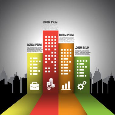  Infographic şablonu ile buliding iş kavramı vektör için 