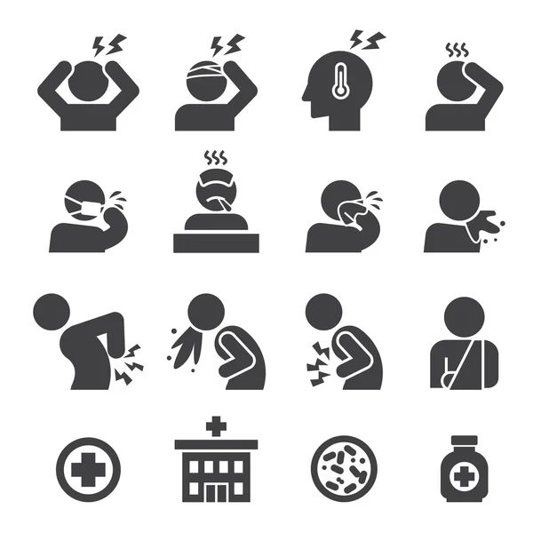 Set di icone malato — Vettoriale Stock