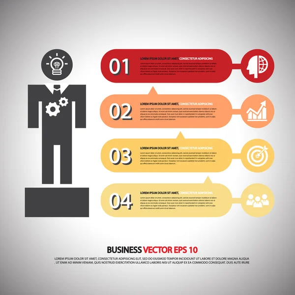 Modelo de infográfico com businessman.4step ou processos —  Vetores de Stock