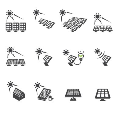 solar cell icon set clipart