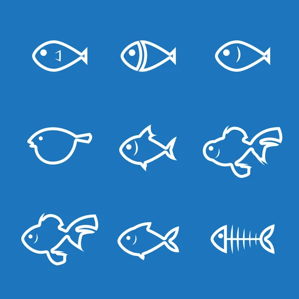 Línea de pescado icono — Vector de stock