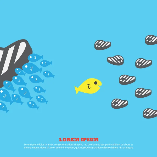 Les gros poissons mangent les petits poissons — Image vectorielle