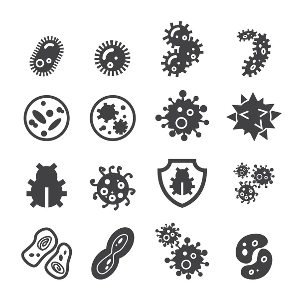 Conjunto de iconos bacterias — Vector de stock