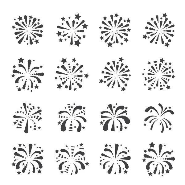 Conjunto de iconos de fuegos artificiales — Archivo Imágenes Vectoriales