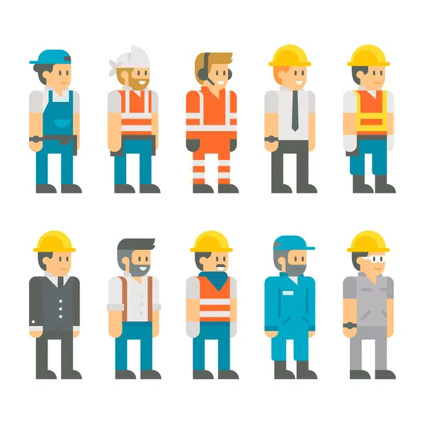 Design plat lucrătorii de construcții set vector ilustrație — Vector de stoc