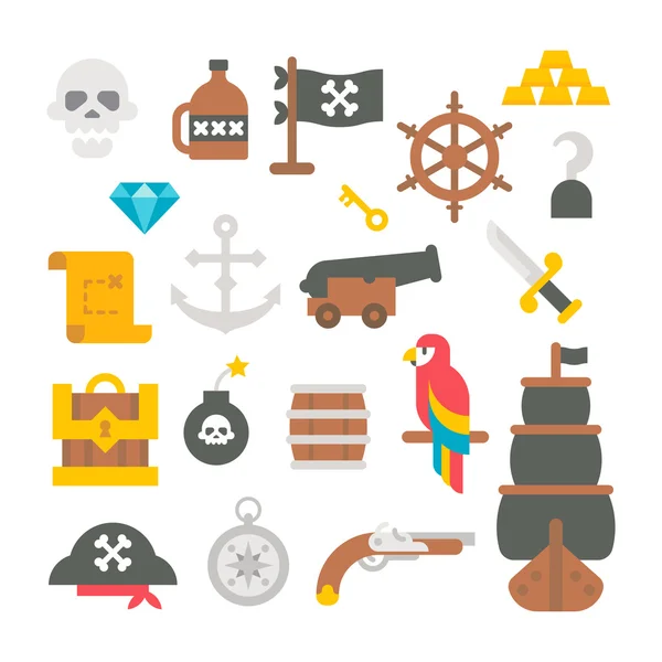 Flat design pirate items — Stock Vector