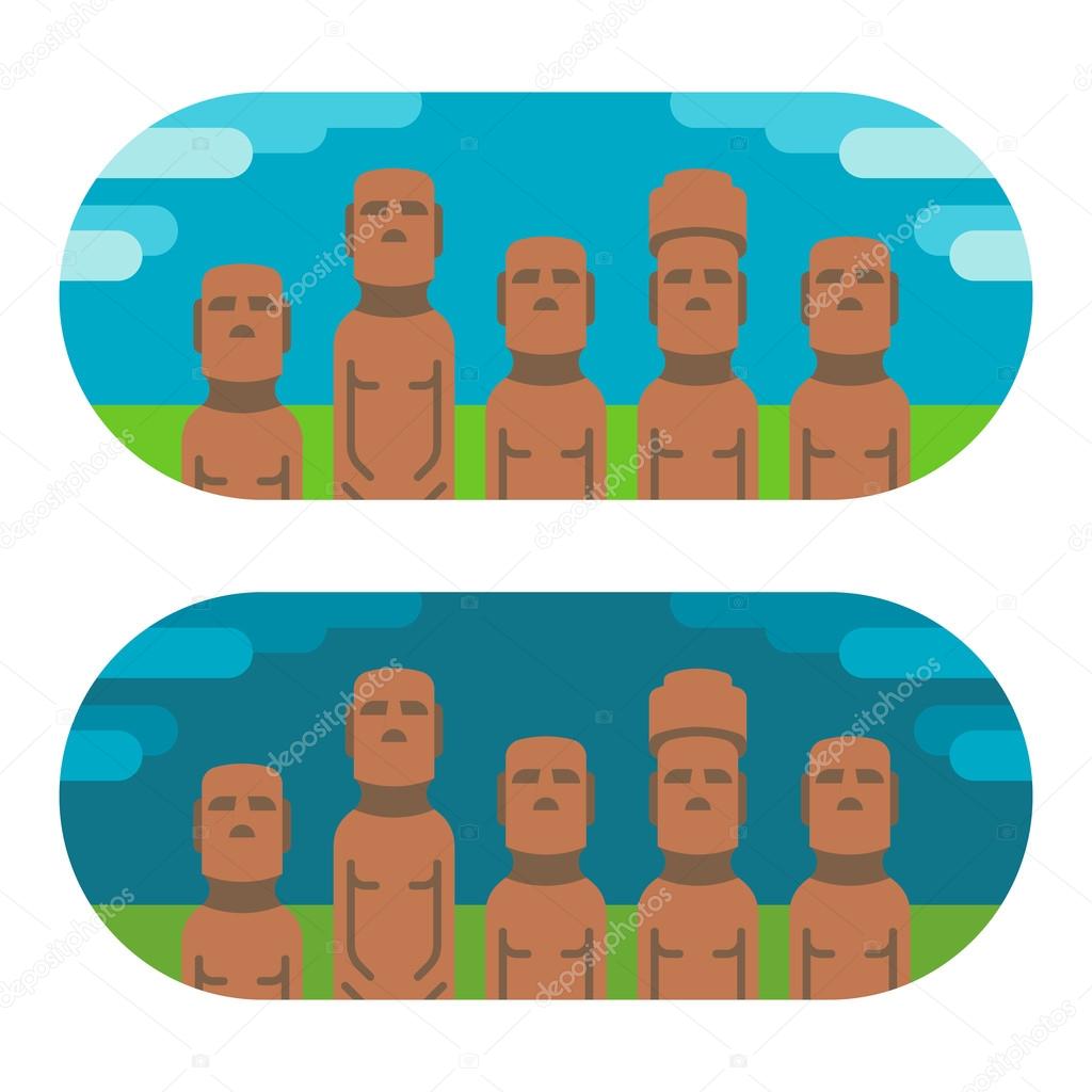 Moai vector flat icon. Isolated Moai statue emoji illustration