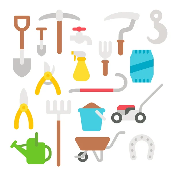 Set d'outils paysan design plat — Image vectorielle