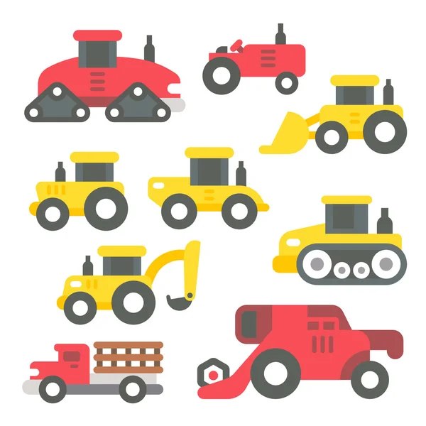 Flat design tractors set — Stock Vector