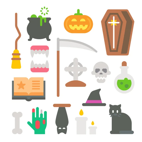 Flat design Halloween items set — Stock Vector
