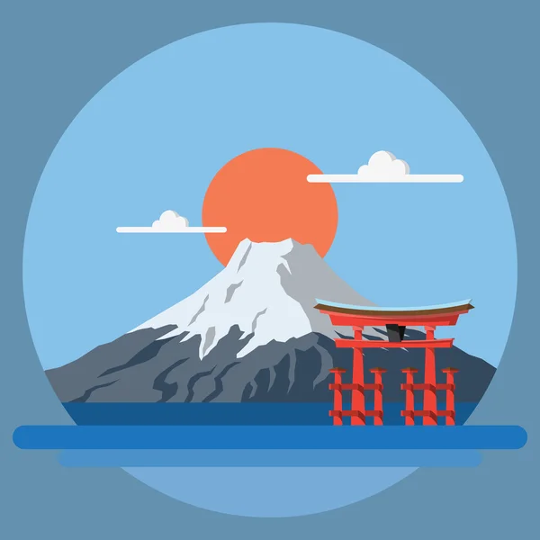 Peisaj de design plat din Japonia — Vector de stoc