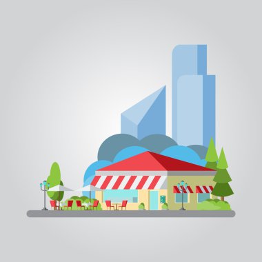 Düz renkli cityscape tasarımını