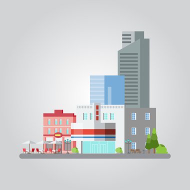 Düz renkli cityscape tasarımını