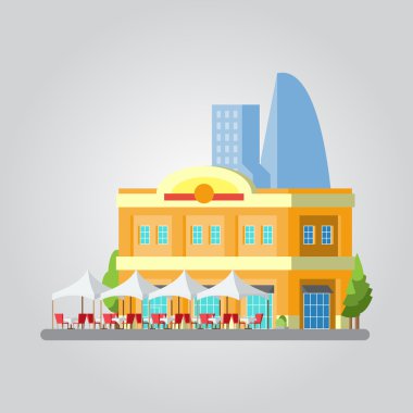 Düz renkli cityscape tasarımını
