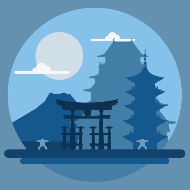 Japonya'nın düz tasarım peyzaj