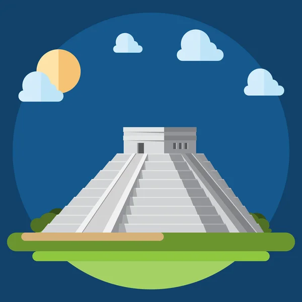 Platte ontwerp van Chichen Itza — Stockvector