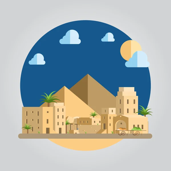 Diseño plano desierto pueblo ilustración — Vector de stock