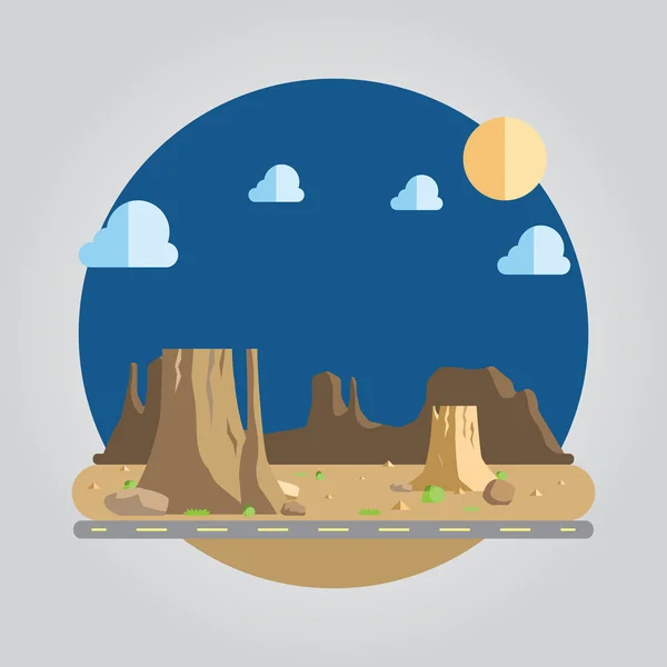 Flat design western desert illustration — Stock Vector