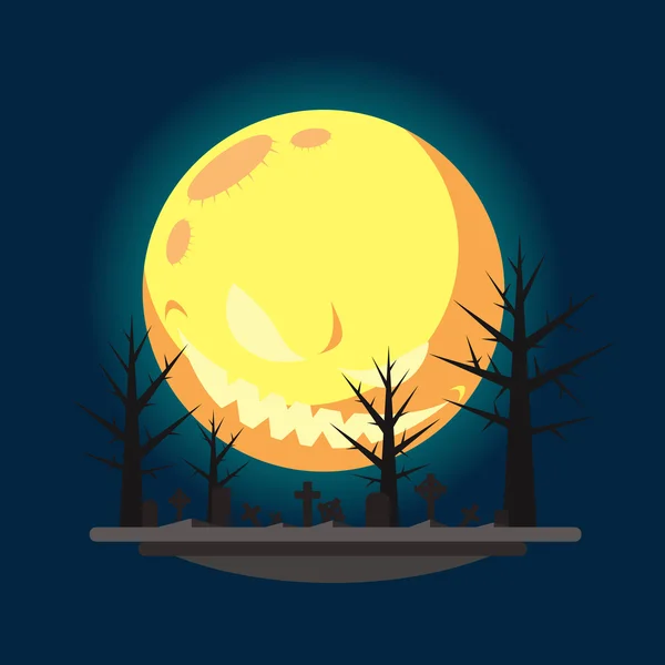 Flat design halloween graveyard illustration — Stock Vector