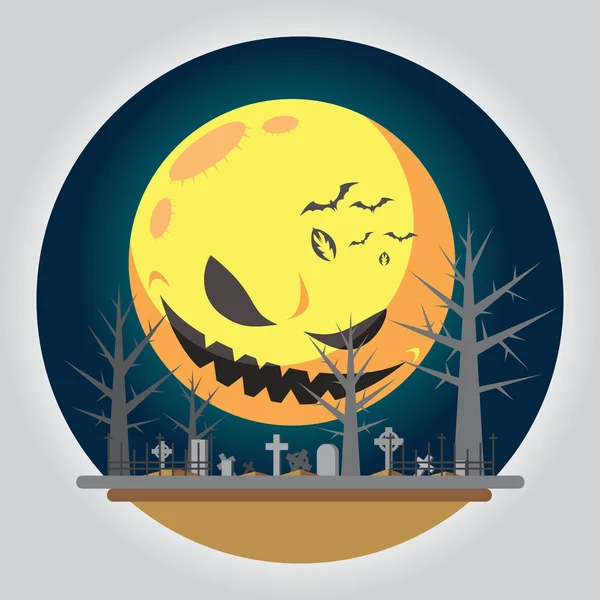 Flat design halloween graveyard illustration — Stock Vector