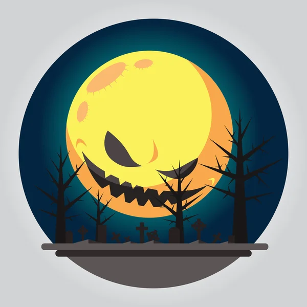 Platte ontwerp halloween kerkhof illustratie — Stockvector