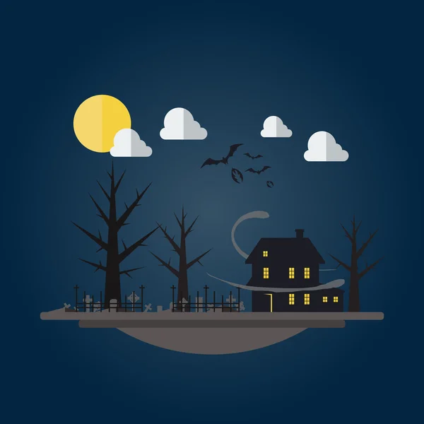 Flat design of spooky house — Stock Vector