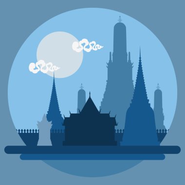 Tayland tapınak düz tasarım peyzaj