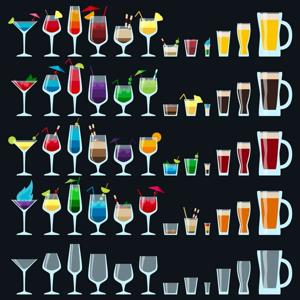 다채로운 알코올 음료의 세트 — 스톡 벡터