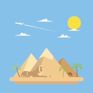 Flat design of pyramids Giza clipart