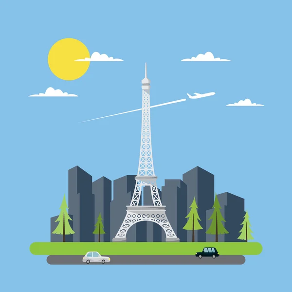 Flat design of Eiffel tower — Stock Vector