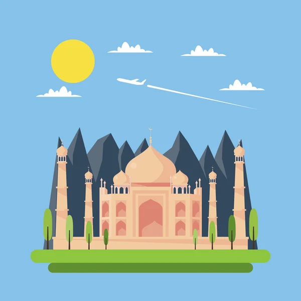 Diseño plano de Taj Mahal — Vector de stock